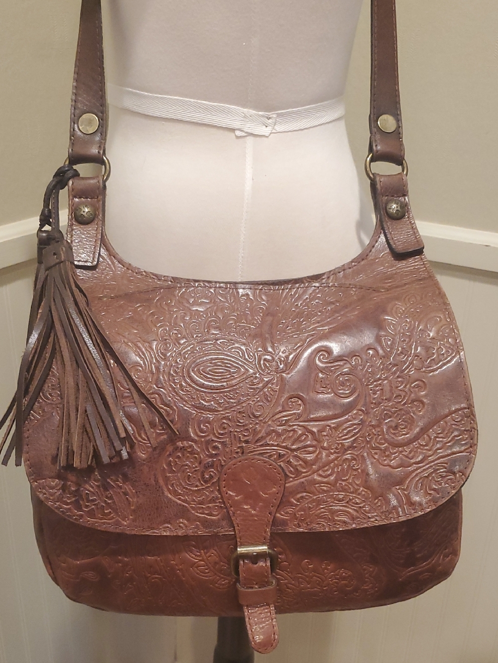 Patricia Nash Embossed Saddle Bag Crossbody